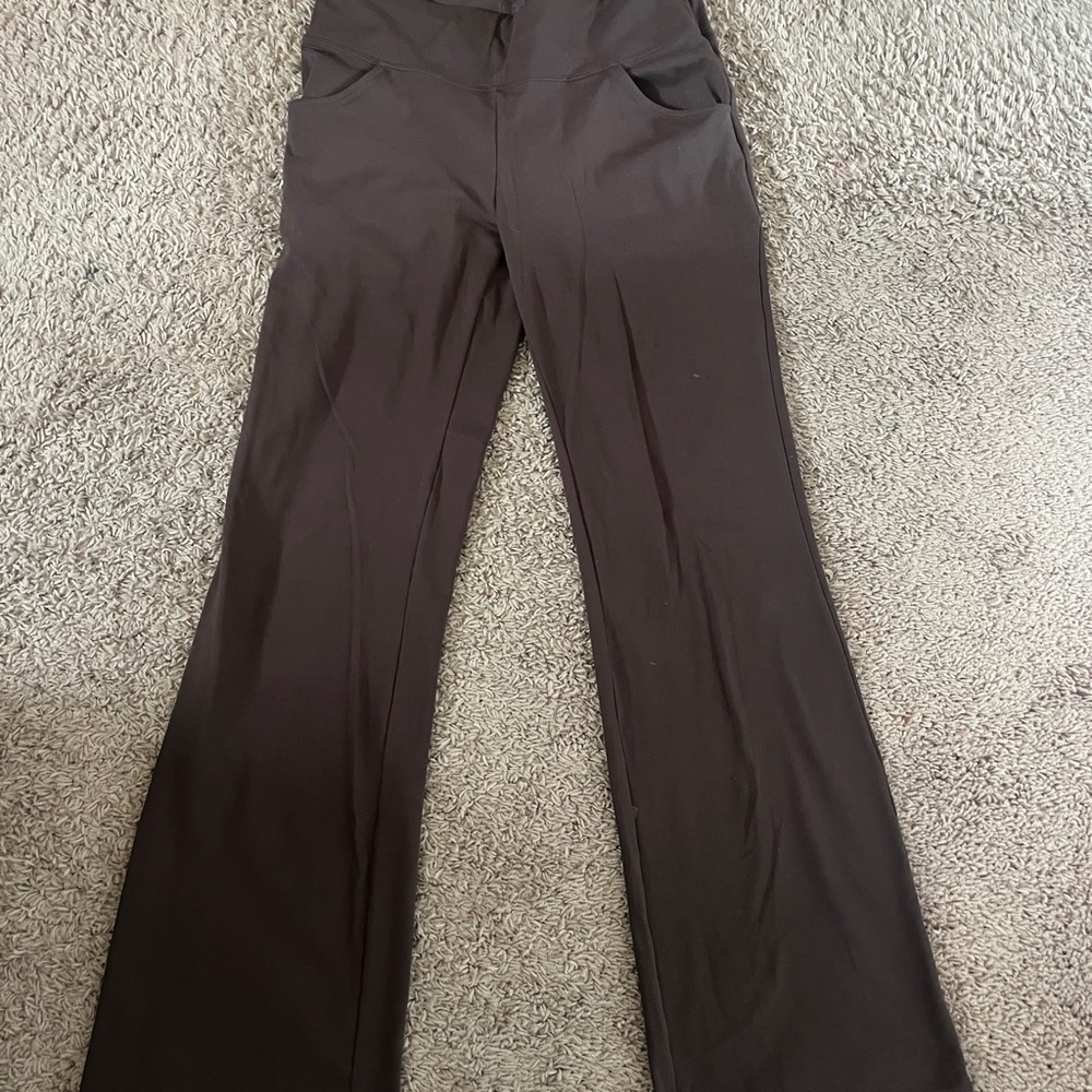 women's brown flare leggings